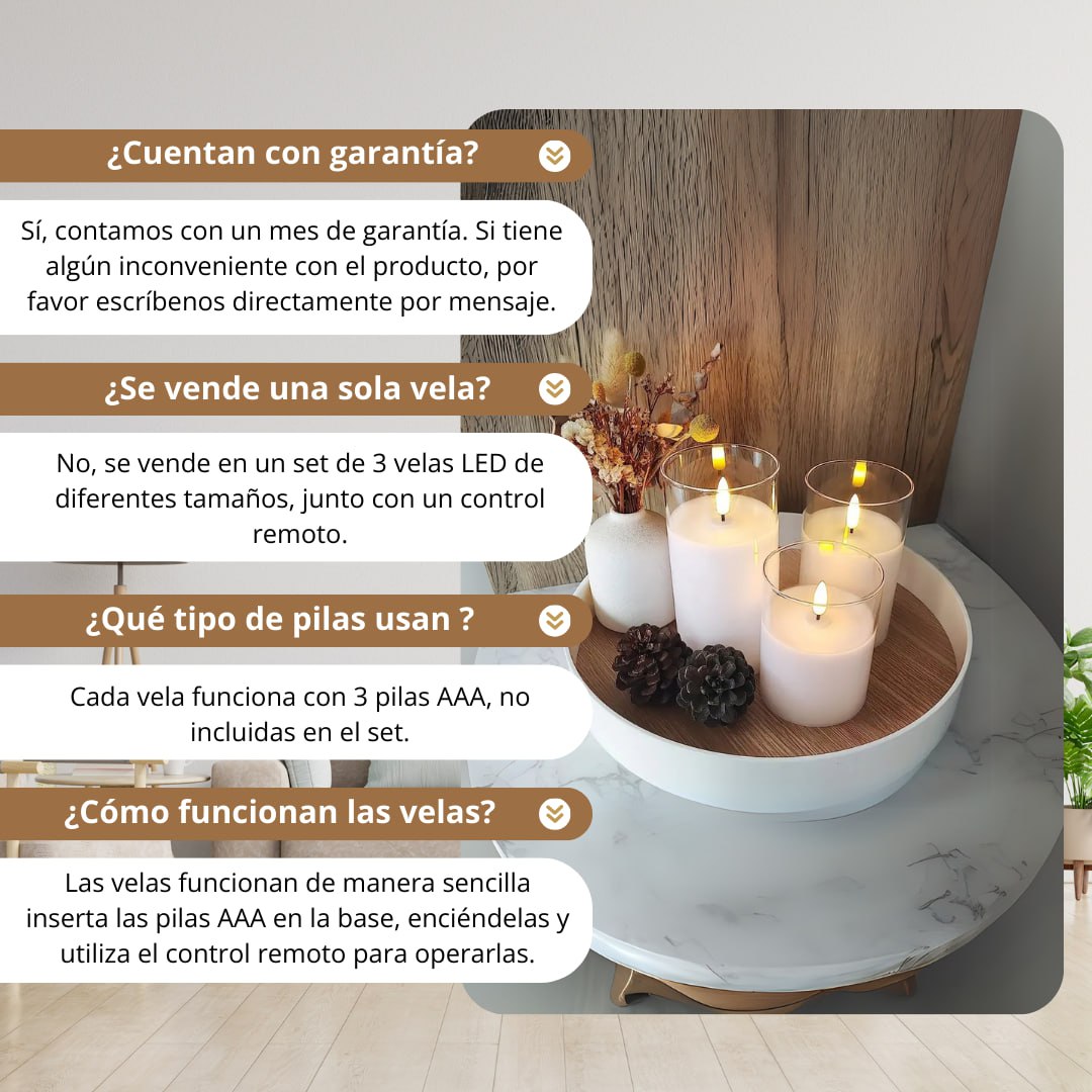 Set De Velas Sin Fuego Led X3 🔥