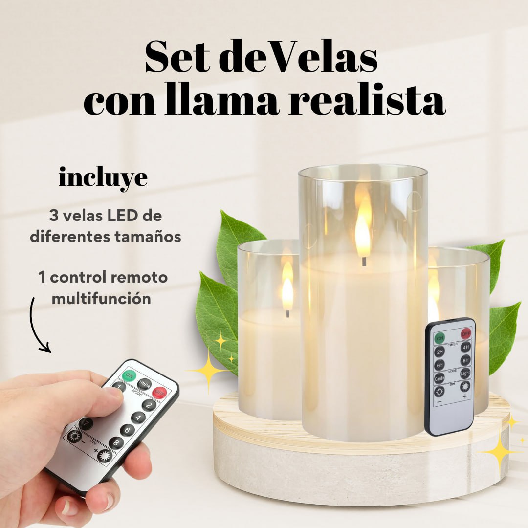 Set De Velas Sin Fuego Led X3 🔥